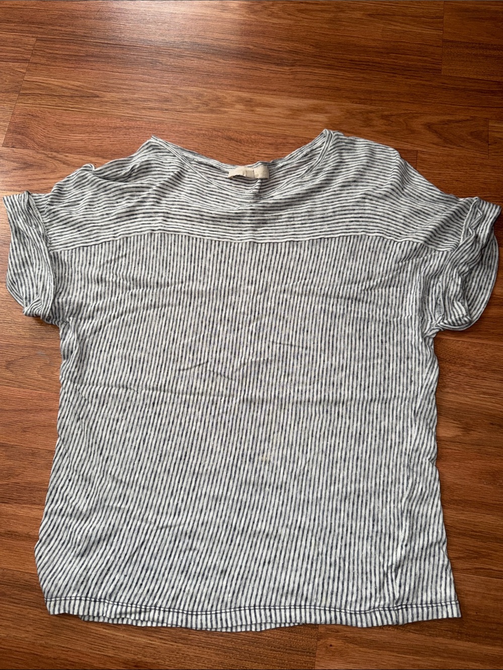 Vanessa Bruno Striped Short-Sleeve Tee in White and Gray